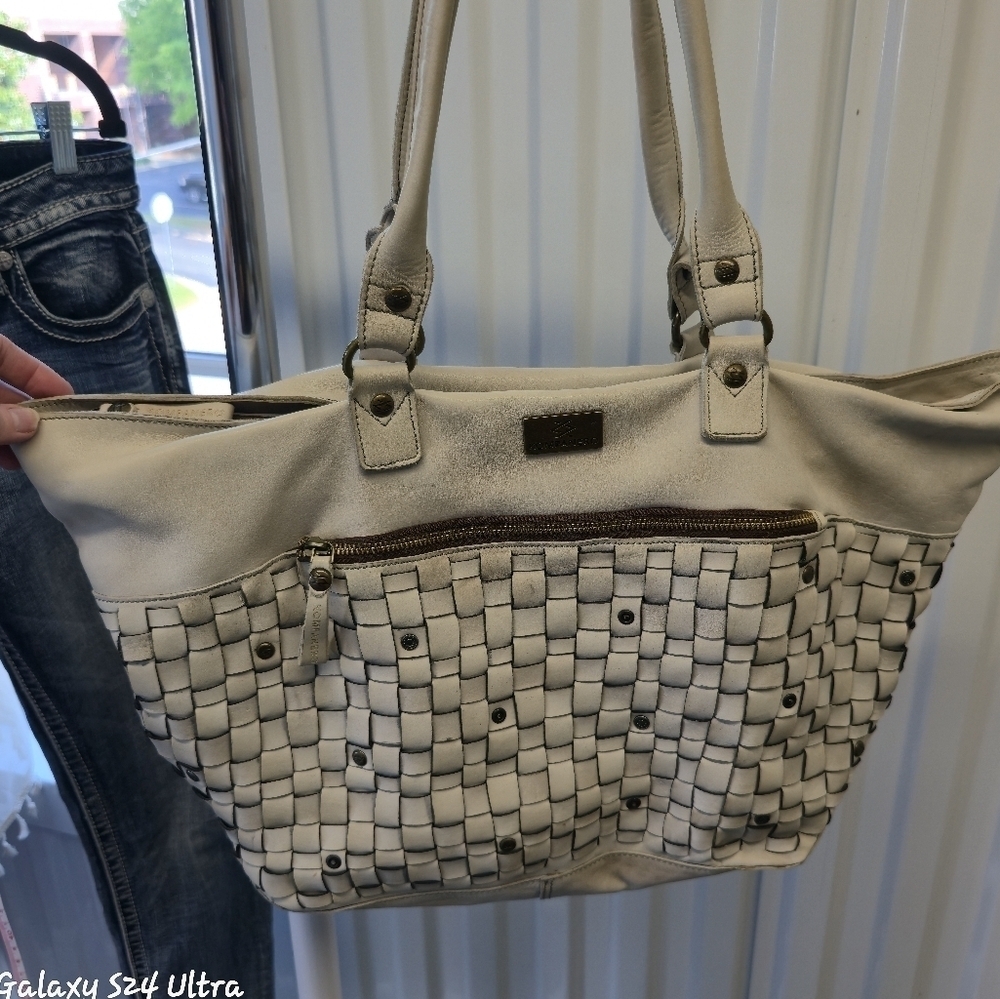 KOMPANERO Cream Braided Leather Purse. - Picture 2 of 11